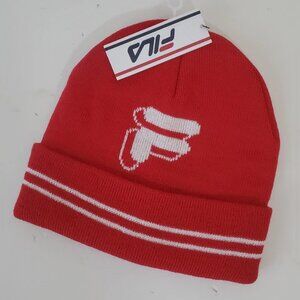 FILA BEANIE HAT WOMEN'S MEN'S COLD WEATHER RED "F" LOGO